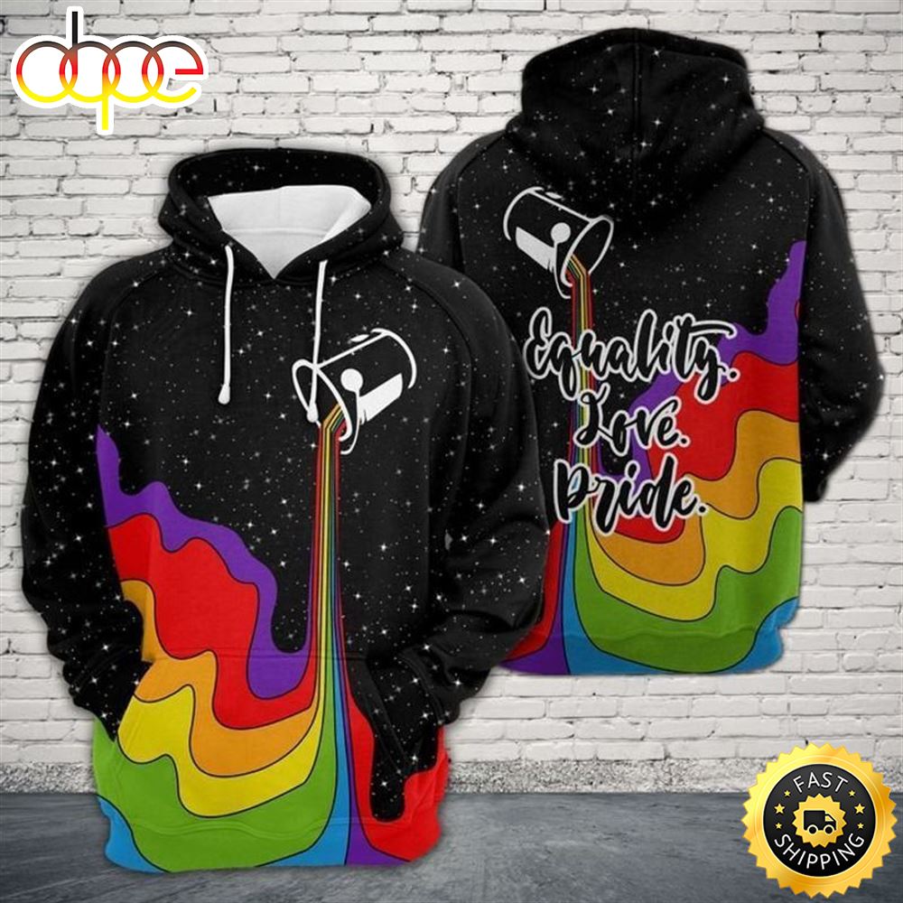 LGBT Pride Love Pride Rainbow Watercolor Galaxy Hoodie 3D All Over Print Shirt