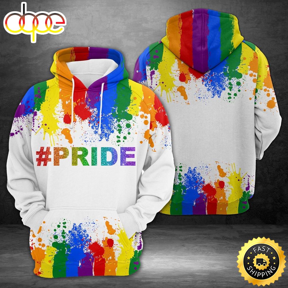 LGBT Pride Splatter LGBT Rainbow Color Hoodie 3D All Over Print Shirt