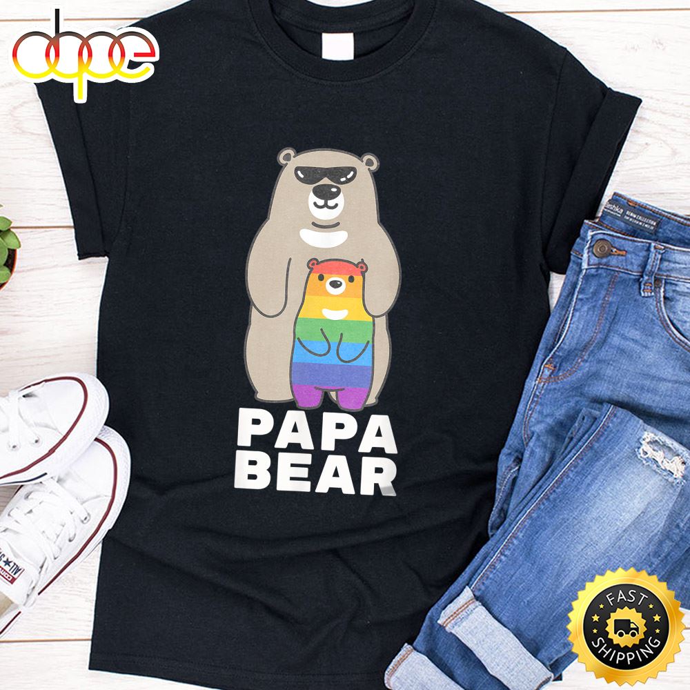 LGBT Proud Papa Bear Proud Bear Dad LGBT Pride Gay Child Valentines Day T Shirt