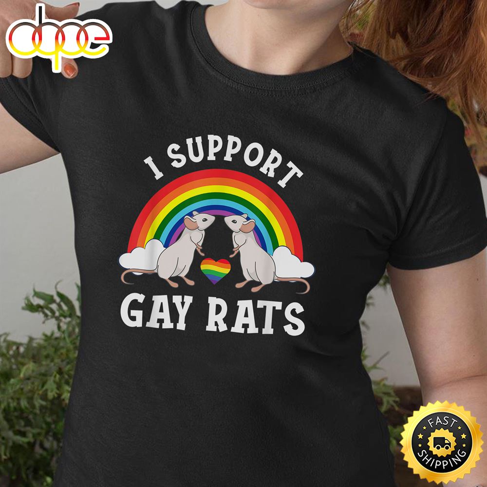 LGBT Rainbow I Support Gay Rats LGBTQ Community Pride Month Valentines Day T Shirt