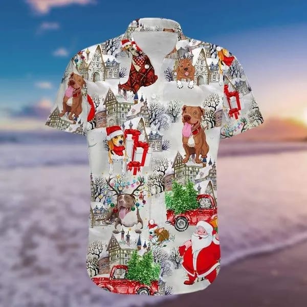 Love Dog Santa Claus Merry Christmas Red Dog Hawaiian Shirt Mens Hawaiian Shirt Gifts For Dog Lovers 1