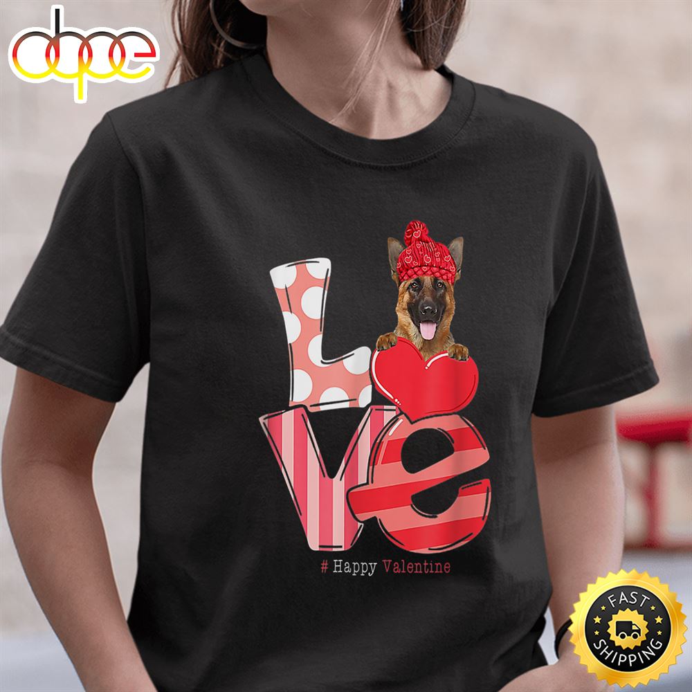 Love German Shepherd Shirt Valentine Day 2023 Gift Dog Lover T Shirt