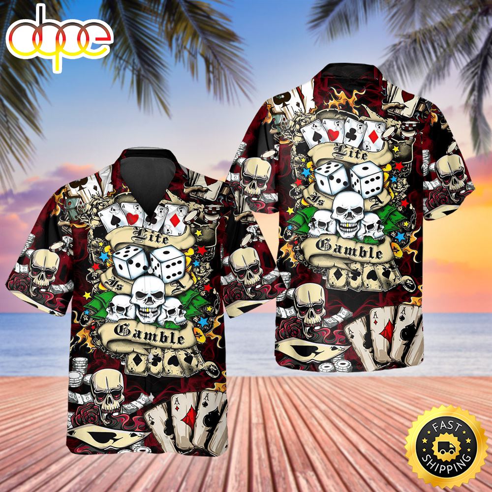 Lucky Dice Spades Gambling Skull Hawaiian Shirt Hawaiian Shirt For Men Best Hawaiian Shirts 1