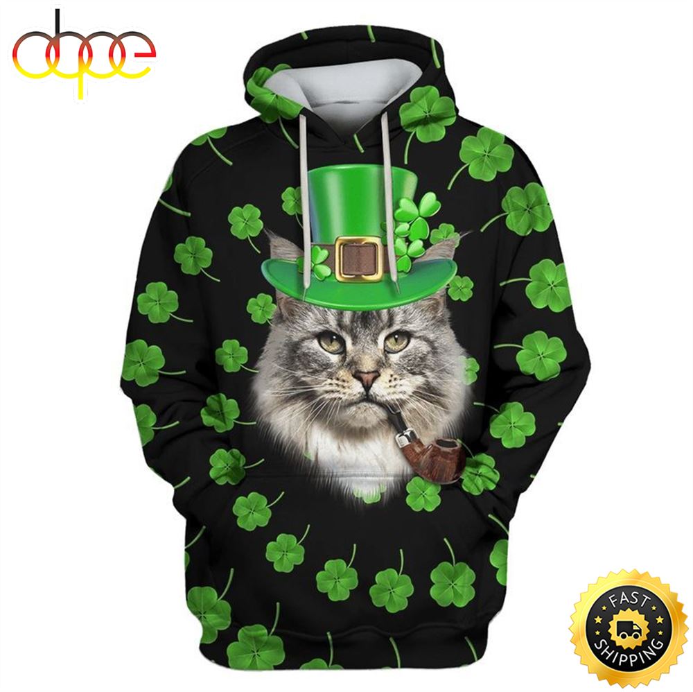 Maine Coon Cat Saint Patricks Day Happy Patrick S Day 3d Hoodie All Over Print Shirt