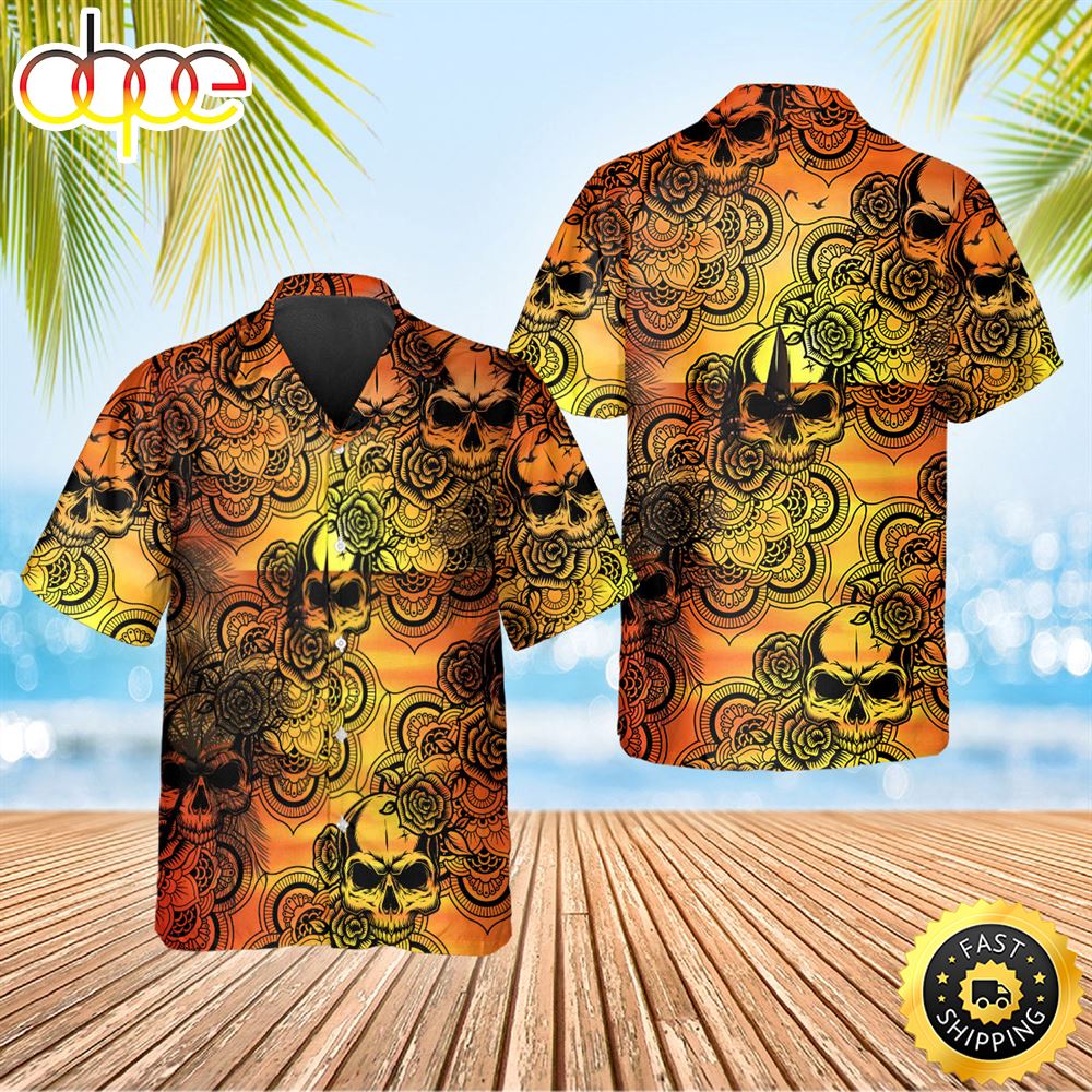 Mandala Roses Skull Hawaiian Shirt Hawaiian Shirt For Men Best Hawaiian Shirts 1