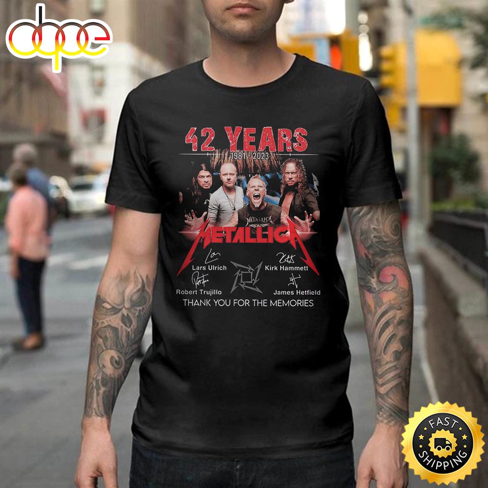 Metallica 42 Years 1981 2023 Thank You For The Memories Merch Metallica Tour 2023 T Shirt