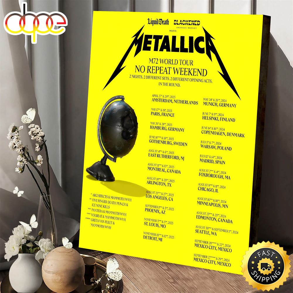 Metallica M72 World Tour No Repeat Weekend Art Decor Poster Canvas