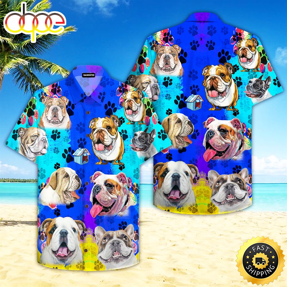 My Heart Belongs To The Bulldog Hawaiian Shirt Mens Hawaiian Shirt Gifts For Dog Lovers 1