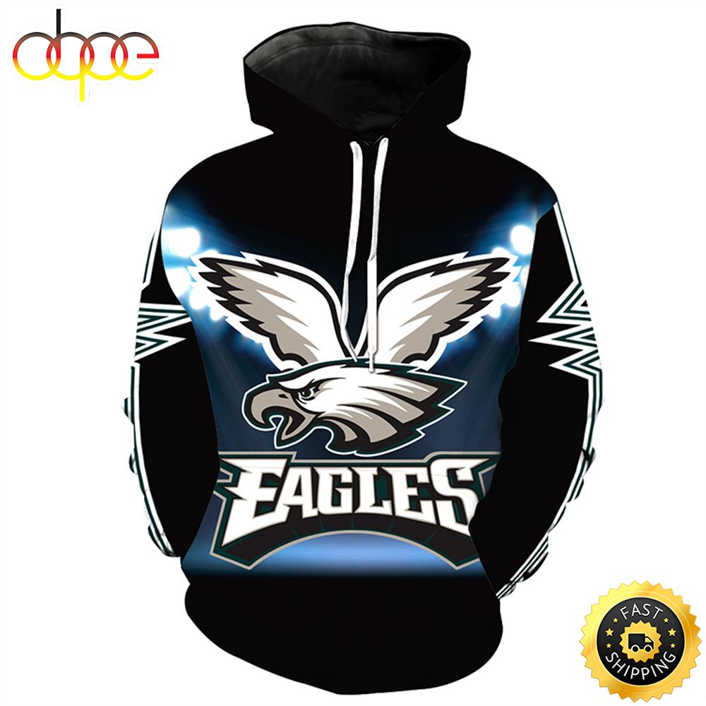 N.F.L.Philadelphia Eagles Black 3D Hoodie All Over Print Shirt