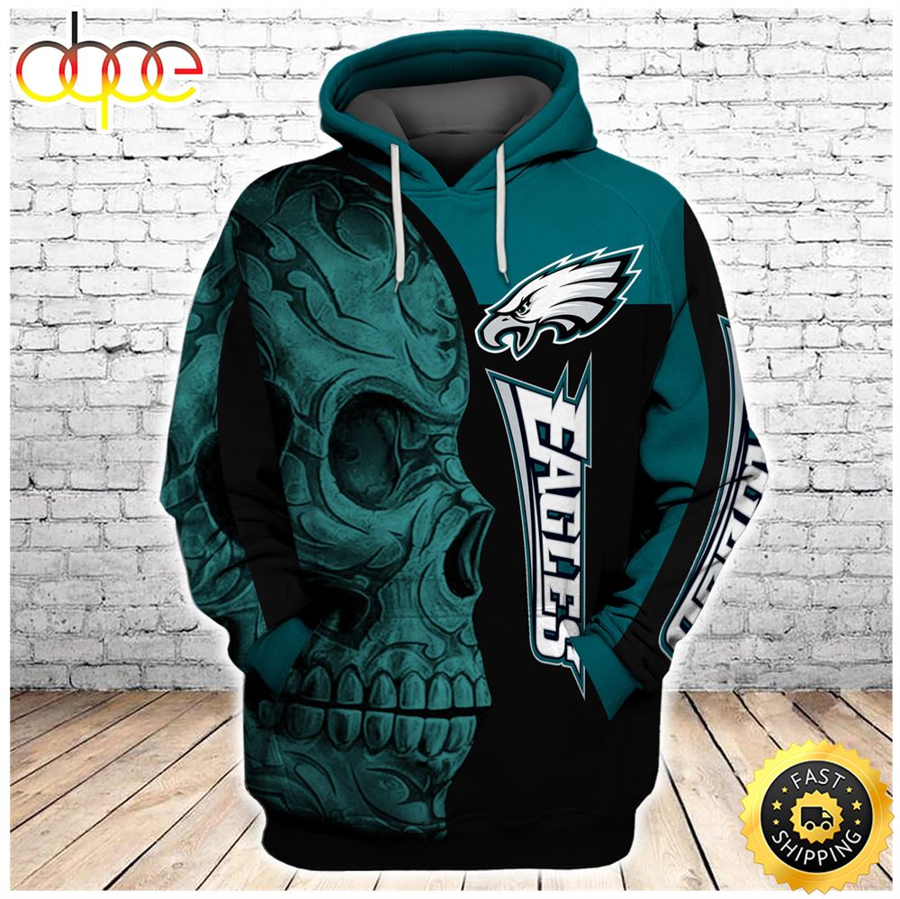 N.F.L.Philadelphia Eagles Neon Green Eagles Tribal Skull 3D Hoodie All Over Print Shirt