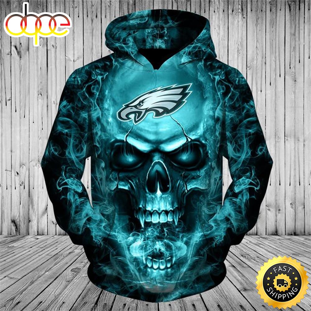 N.F.L.Philadelphia Eagles Neon Skull 3D Hoodie All Over Print Shirt