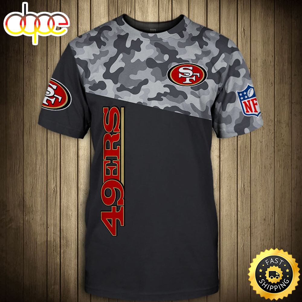 N.F.L.San Francisco 49ers Camo Official Logos All Over Print Shirt