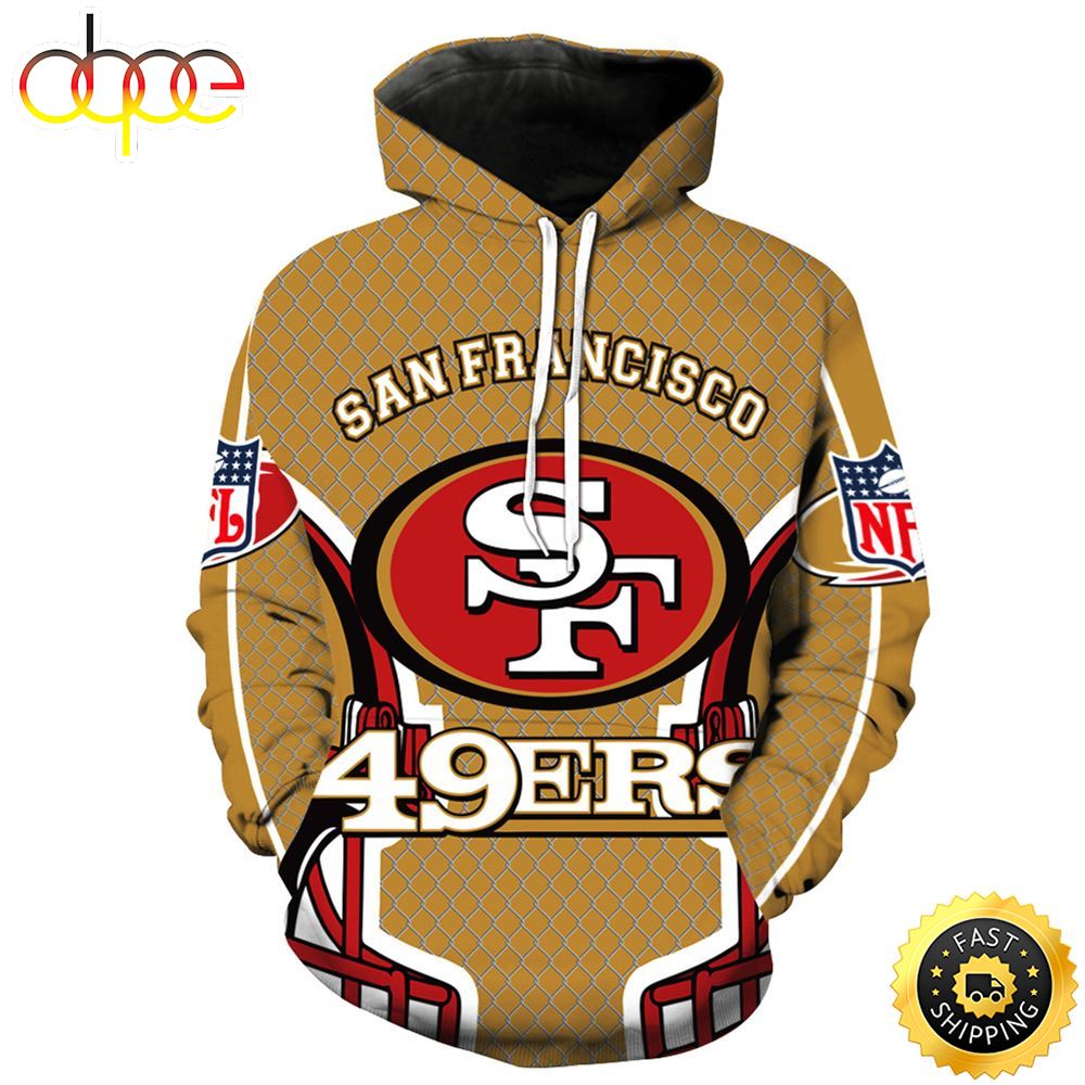 N.F.L. San Francisco 49ers In Trendy New Red Gold All Over Print Shirt