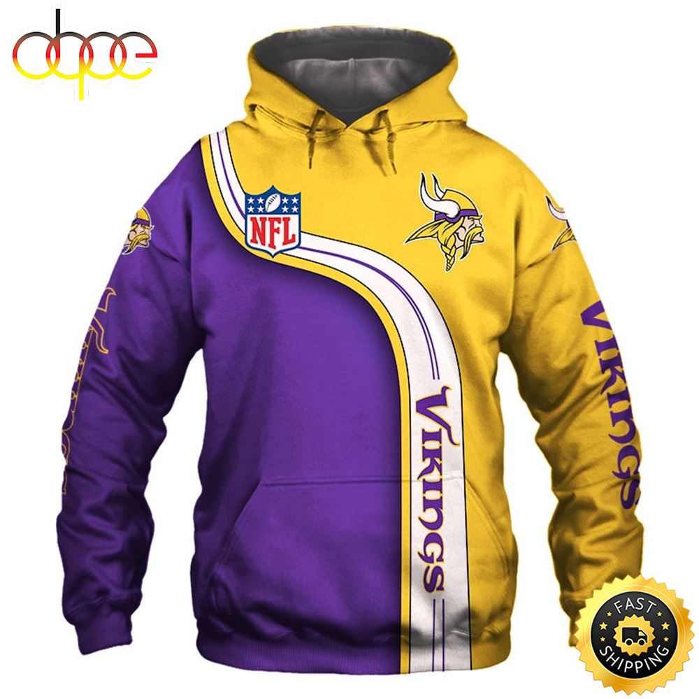 NFL Minnesota Vikings Fashion NFL Logo 3D Hoodie All Over Print Shirts
