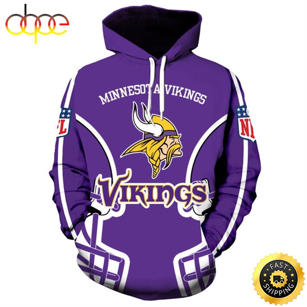 NFL Minnesota Vikings Pullover Vikings Logo 3D Hoodie All Over Print Shirts