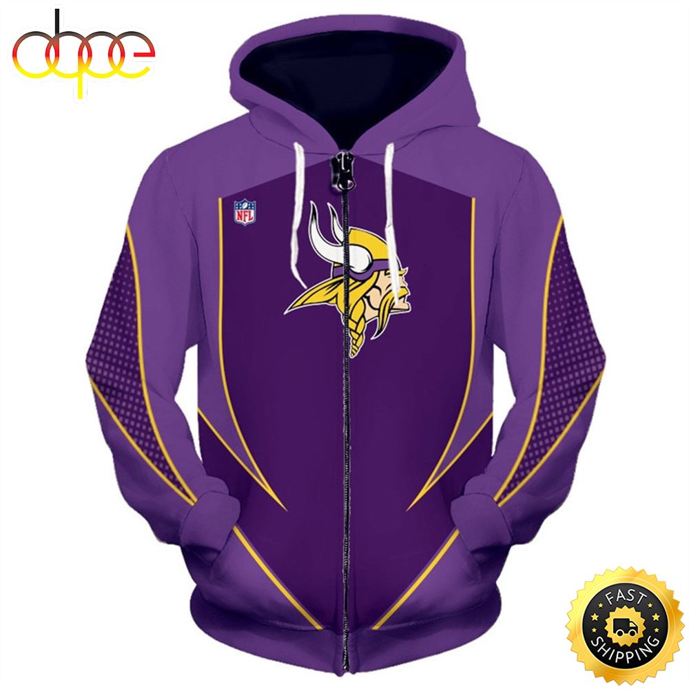 NFL Minnesota Vikings Team Vikings Logo 3D Hoodie All Over Print Shirts