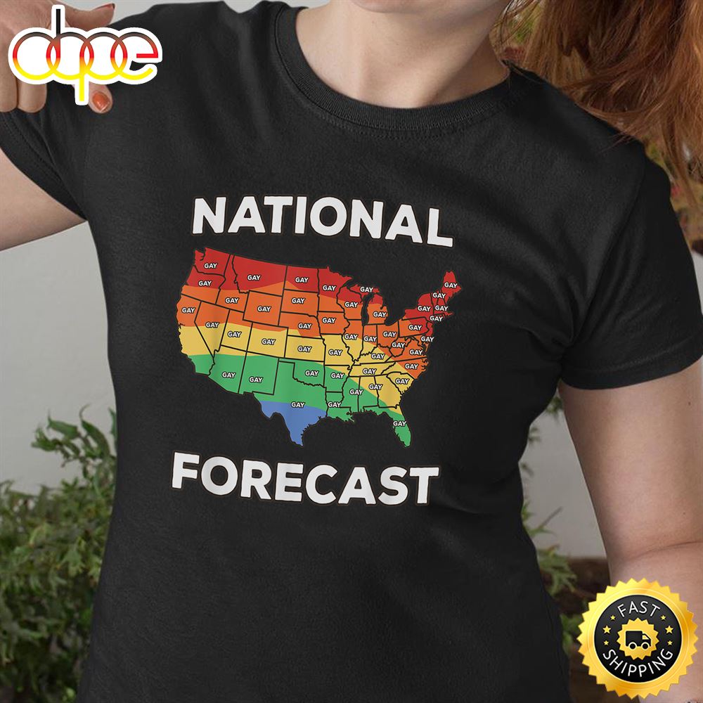National Forecast American USA Rainbow Map Gay Pride LGBT Valentines Day T Shirt