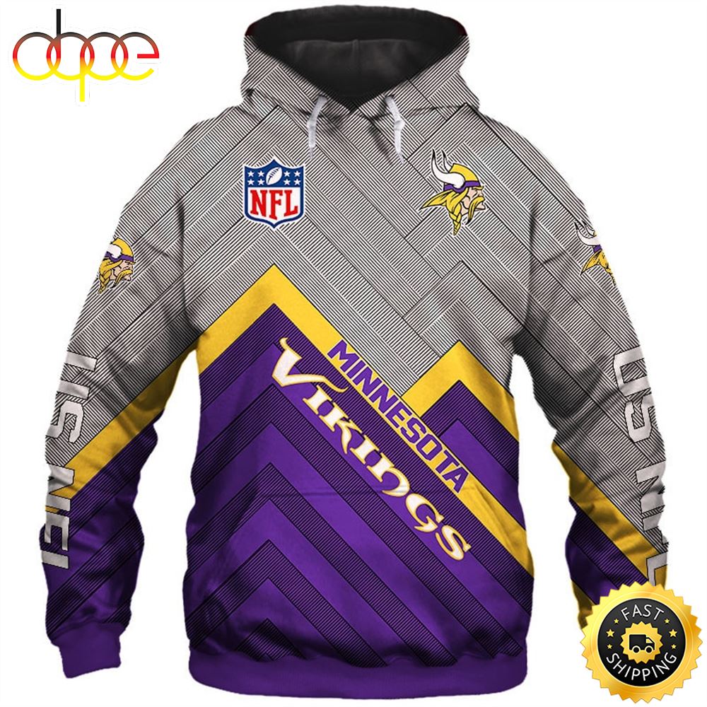 New Official NFL Minnesota Vikings Vikings Logos 3D Hoodie All Over Print Shirts