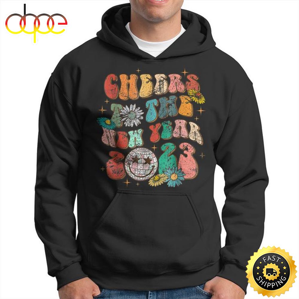 New Year Eve Costume Cheers To The New Year 2023 Groovy Unisex Basic T Shirt 1