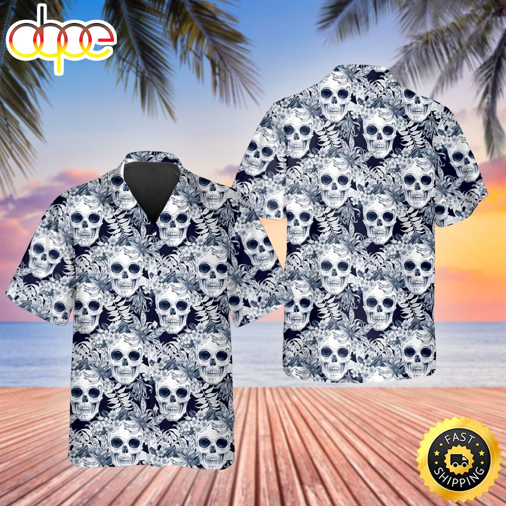 Ocean Vibe Floral Skull Hawaiian Shirt Hawaiian Shirt For Men Best Hawaiian Shirts 1
