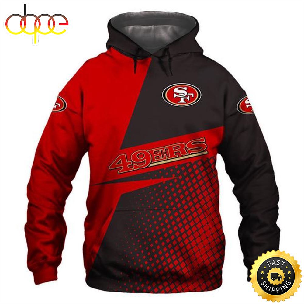 Official 49ers Team Logos Detailed 3d Graphic Printed Double Sided Design Hoodie