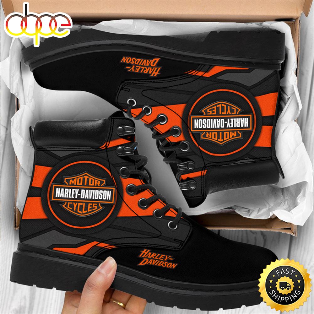 Official Harley Davidson Motorcycle Bikers Premium Riding Boots Custom Graphic 3d Printed Sport Rugged Boots