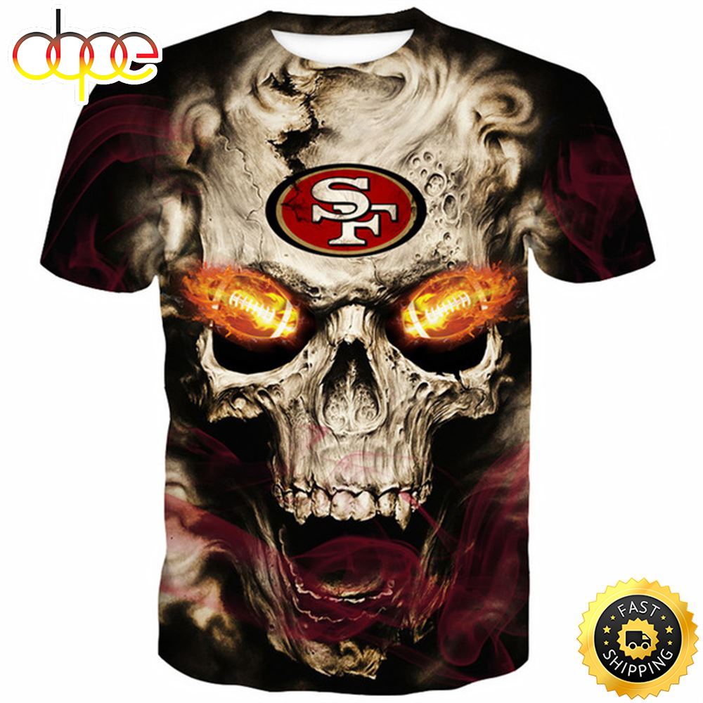 Officially Licensed N.F.L.San Francisco 49ers Neon 3d Glowing Fiery 49ers Football Eyes T Shirt