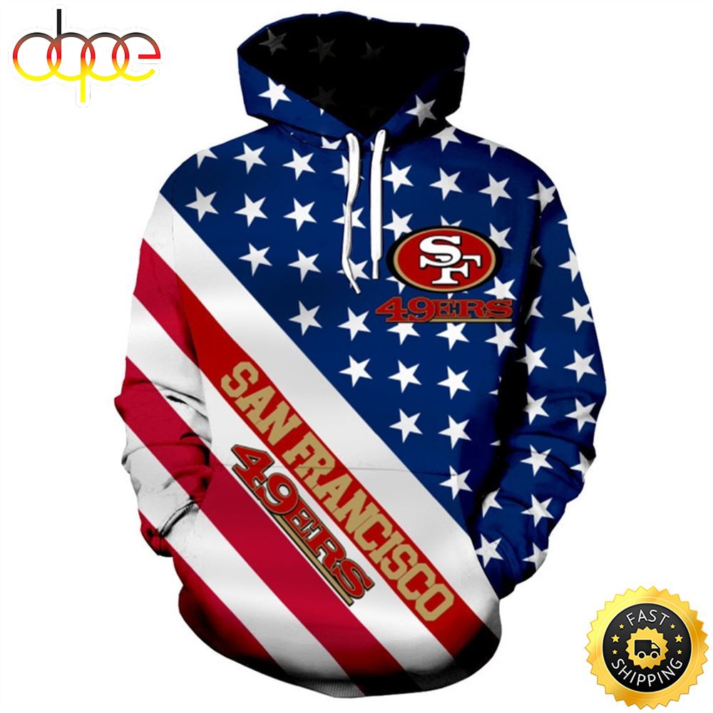 Officially Licensed N.F.L.San Francisco 49ers Stars Stripes Pullover Hoodies