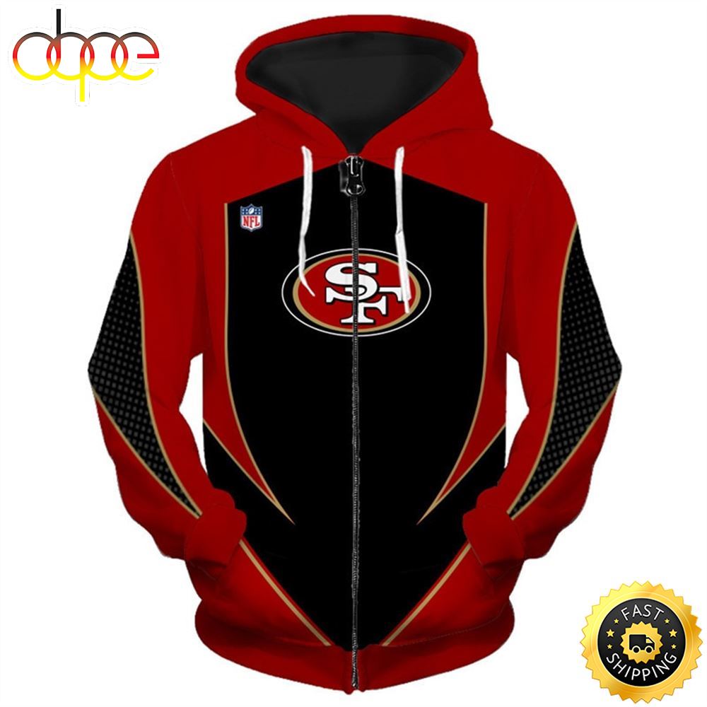 Officially Licensed N.F.L.San Francisco 49ers Team Zippered Hoodies