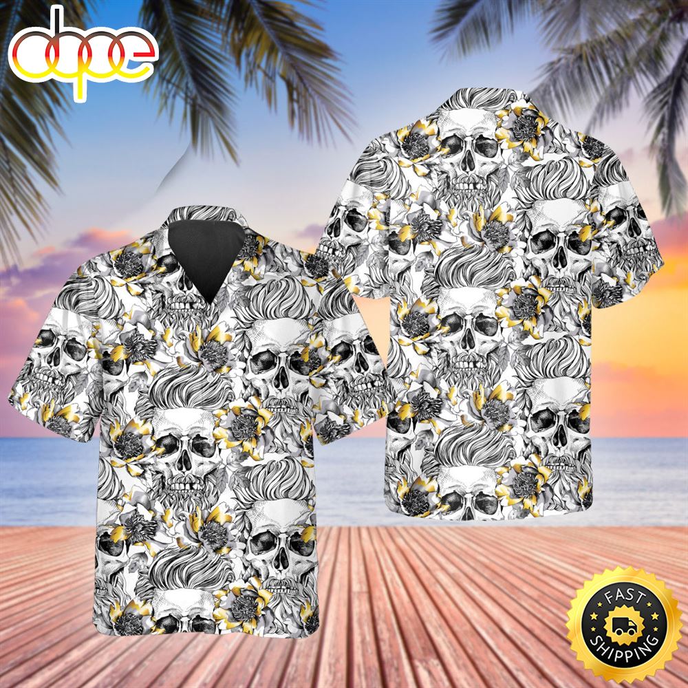 Pattern Flower Skull Hawaiian Shirt Hawaiian Shirt For Men Best Hawaiian Shirts 1