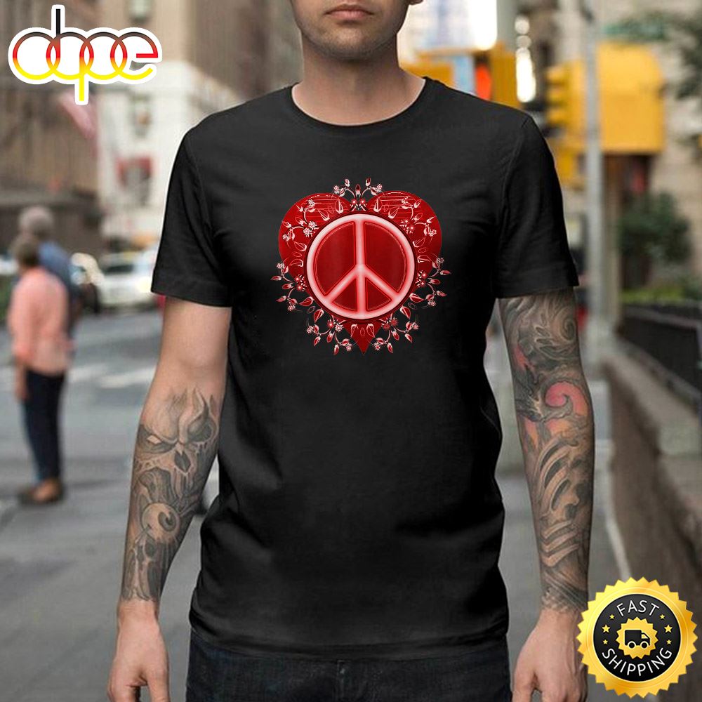 Peace Sign Valentine Design For Women Happy Valentines Day Unisex T Shirt