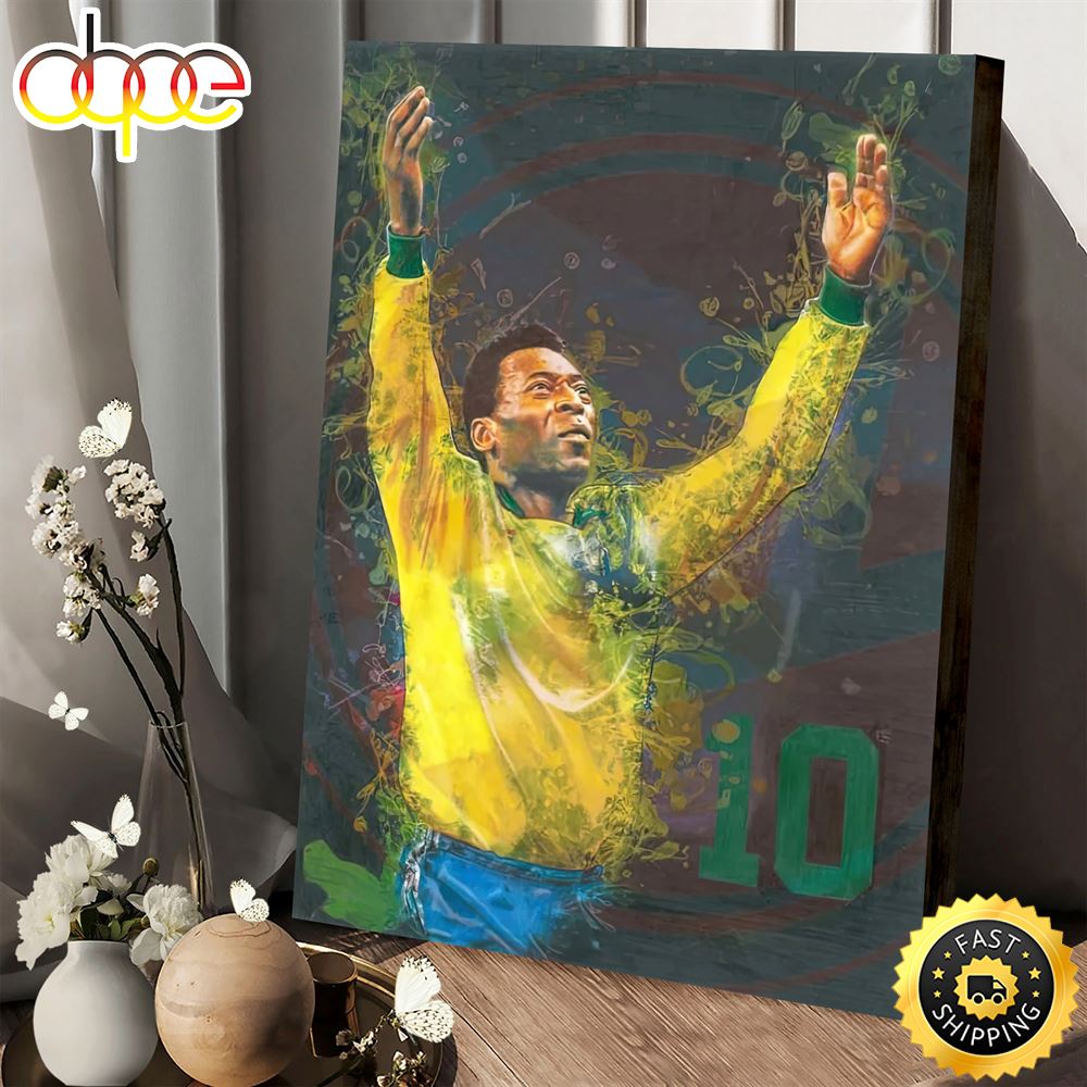 Pele Brazil Legend Number 10 Art Football Canvas Poster