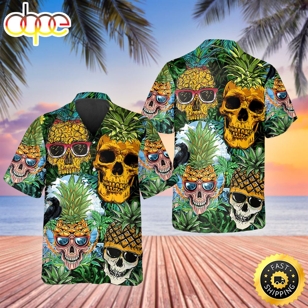 Pineapple Funny Skull Hawaiian Shirt Hawaiian Shirt For Men Best Hawaiian Shirts 1