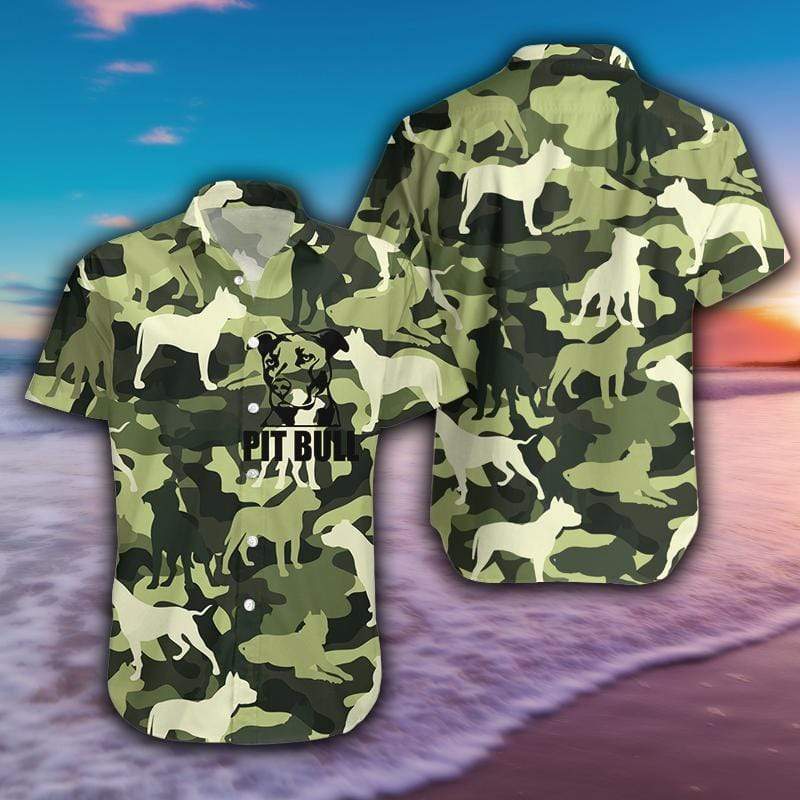 Pitbull Camo Dog Army Veteran Unisex Dog Hawaiian Shirt Mens Hawaiian Shirt Gifts For Dog Lovers 1