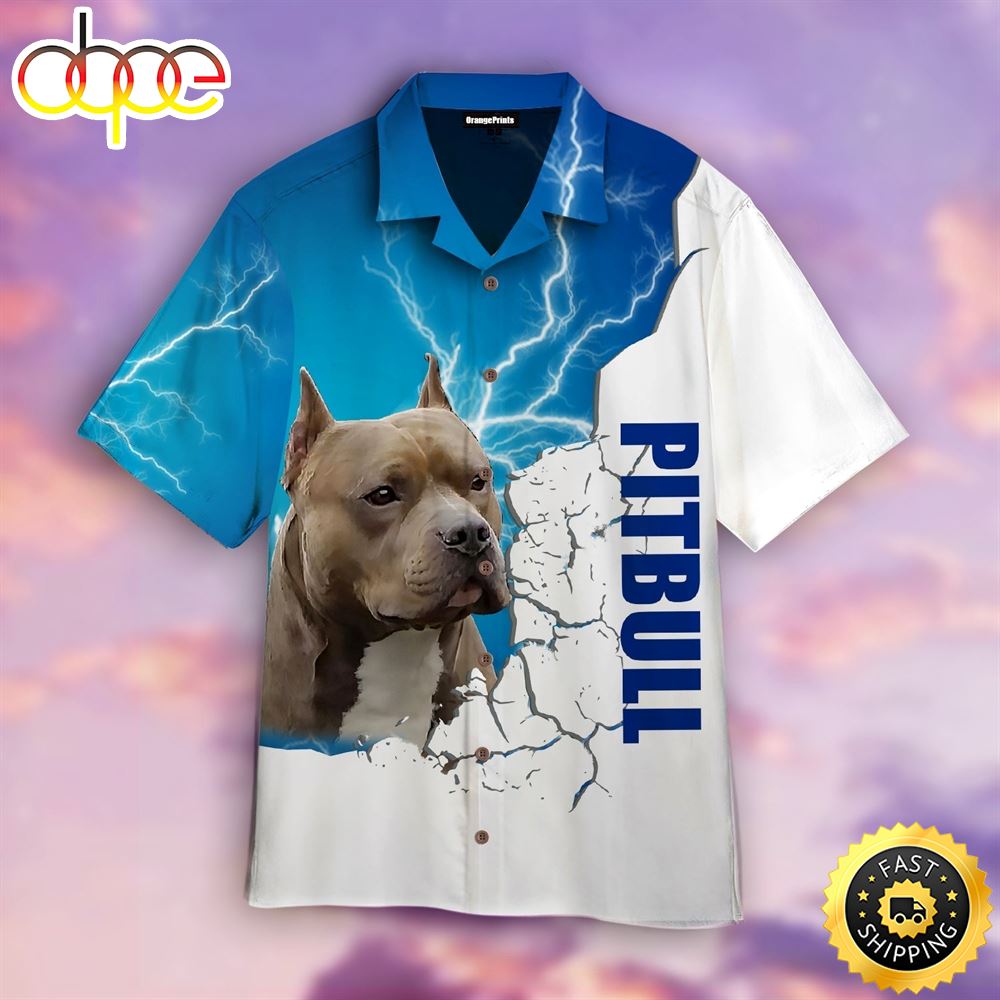 Pitbull Dog Aloha Beach Summer Short Sleeve Hawaiian Shirt ...