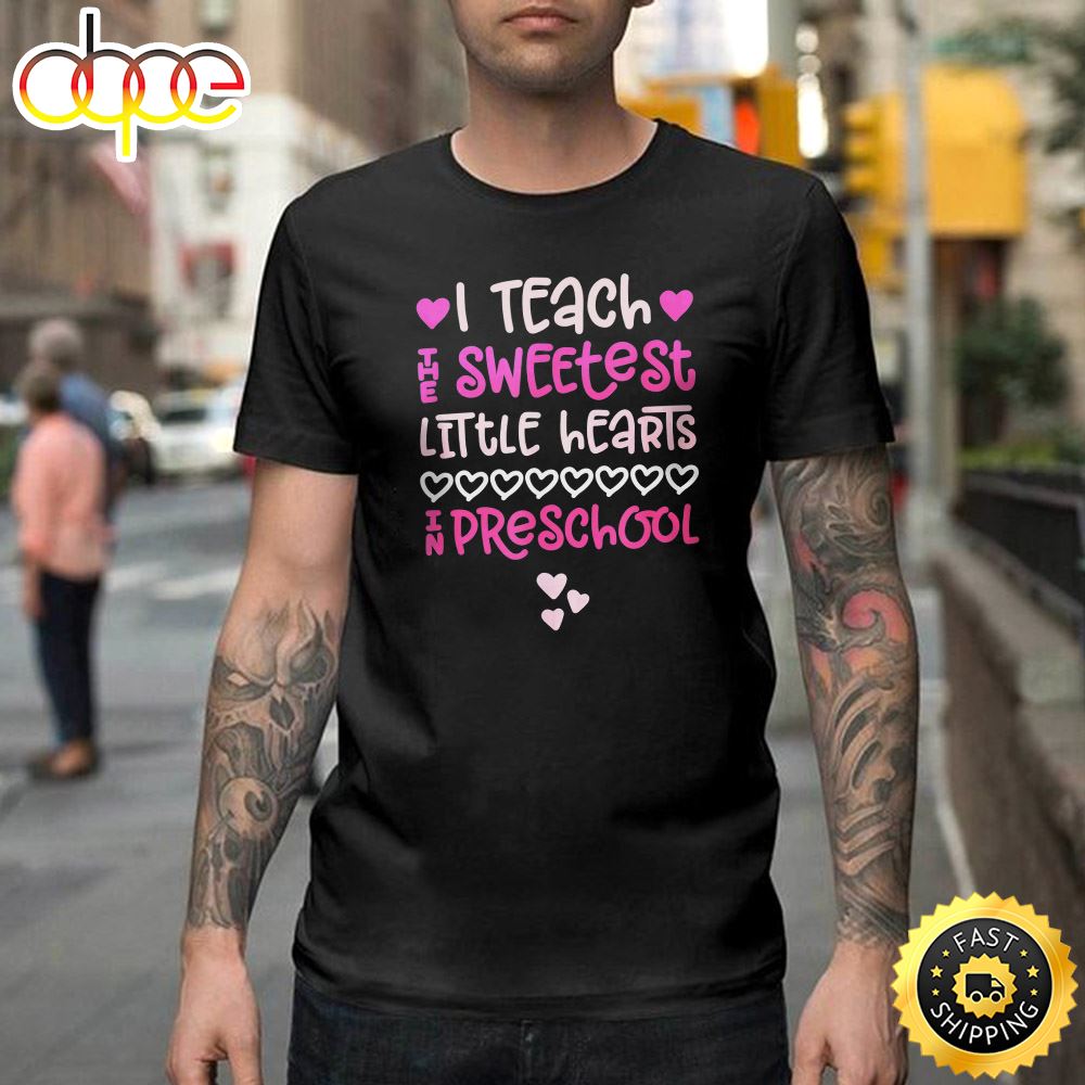Preschool Teacher Valentine Shirt Cute Hearts Pink Happy Valentines Day Unisex T Shirt