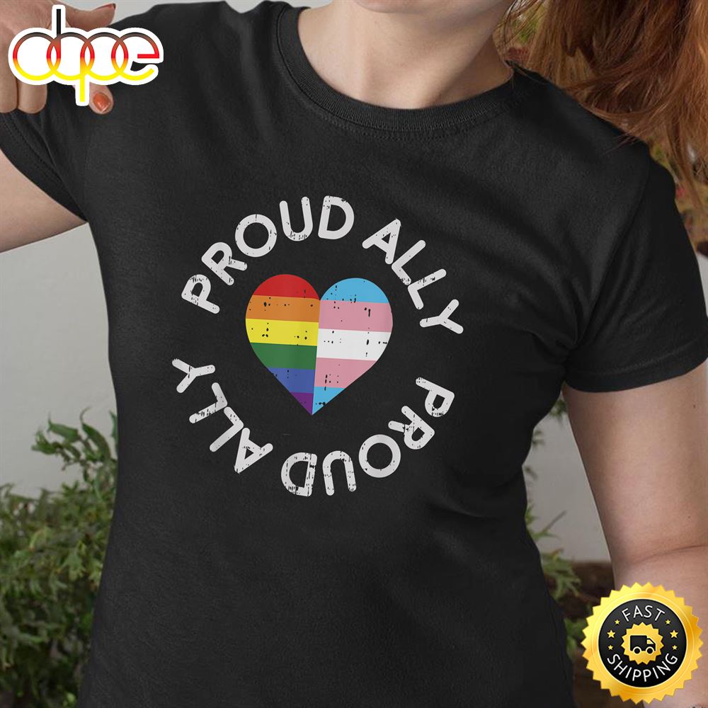 Proud Ally LGBT Cute Gay Transgender Flag Color Support Gift Valentines Day T Shirt