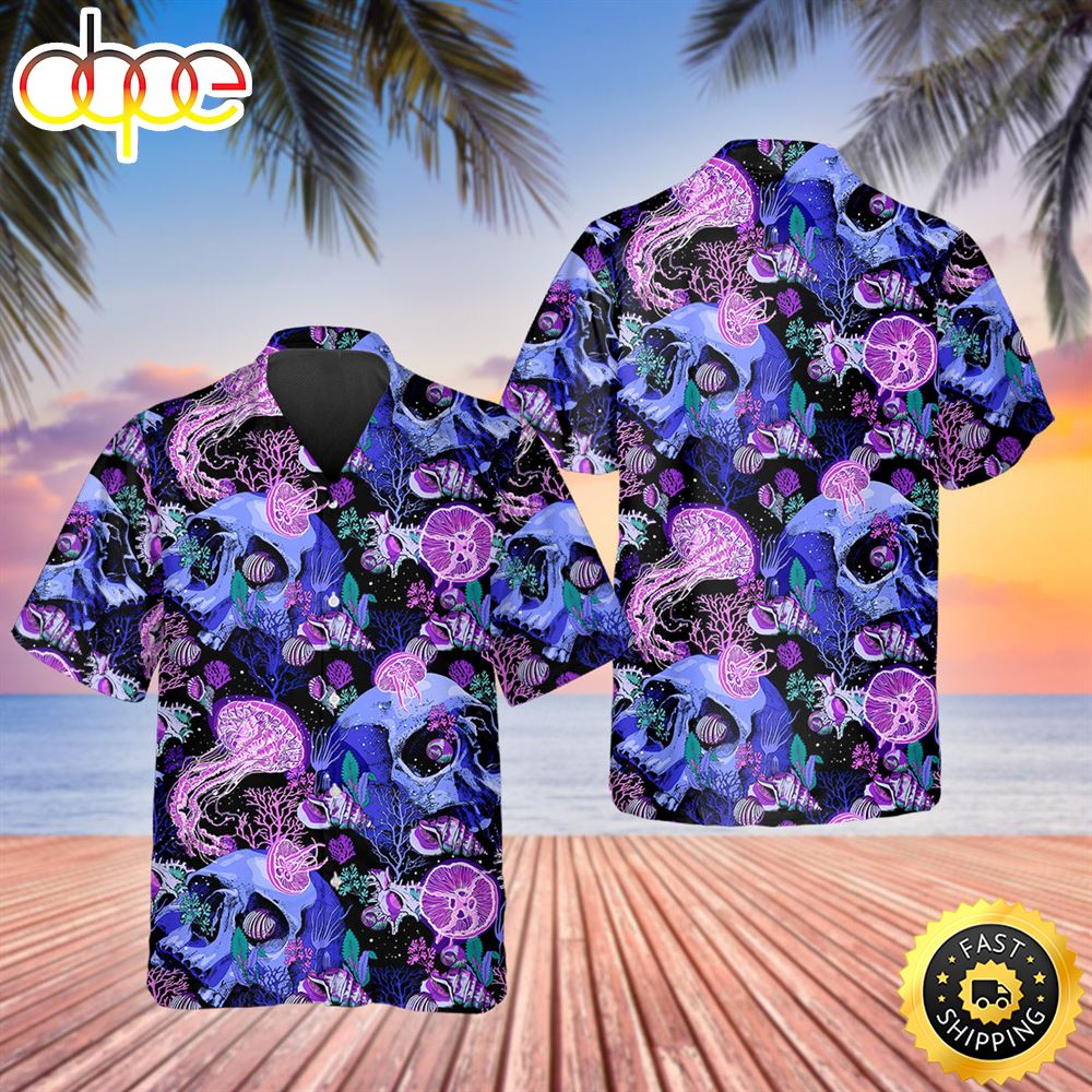 Purple Jellyfish Skull Hawaiian Shirt Hawaiian Shirt For Men Best Hawaiian Shirts 1