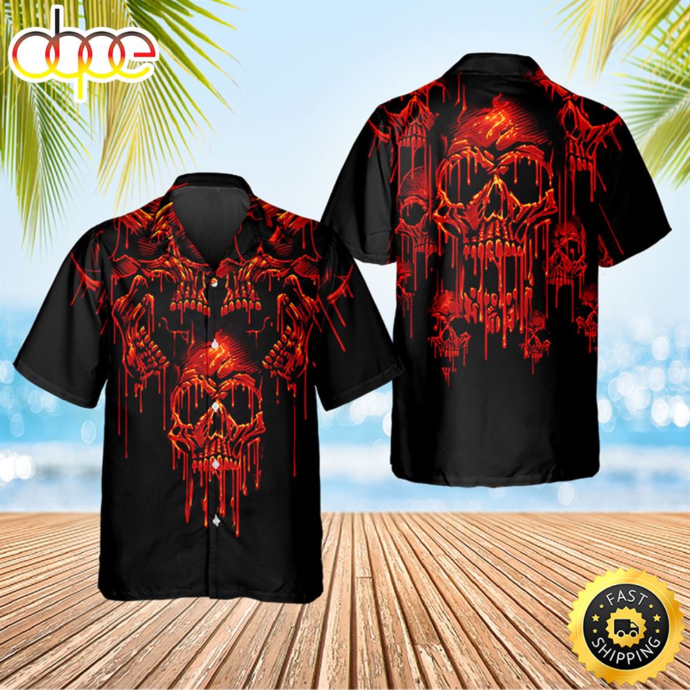 Scary Melting Skull Head Hawaiian Shirt Hawaiian Shirt For Men Best Hawaiian Shirts 1