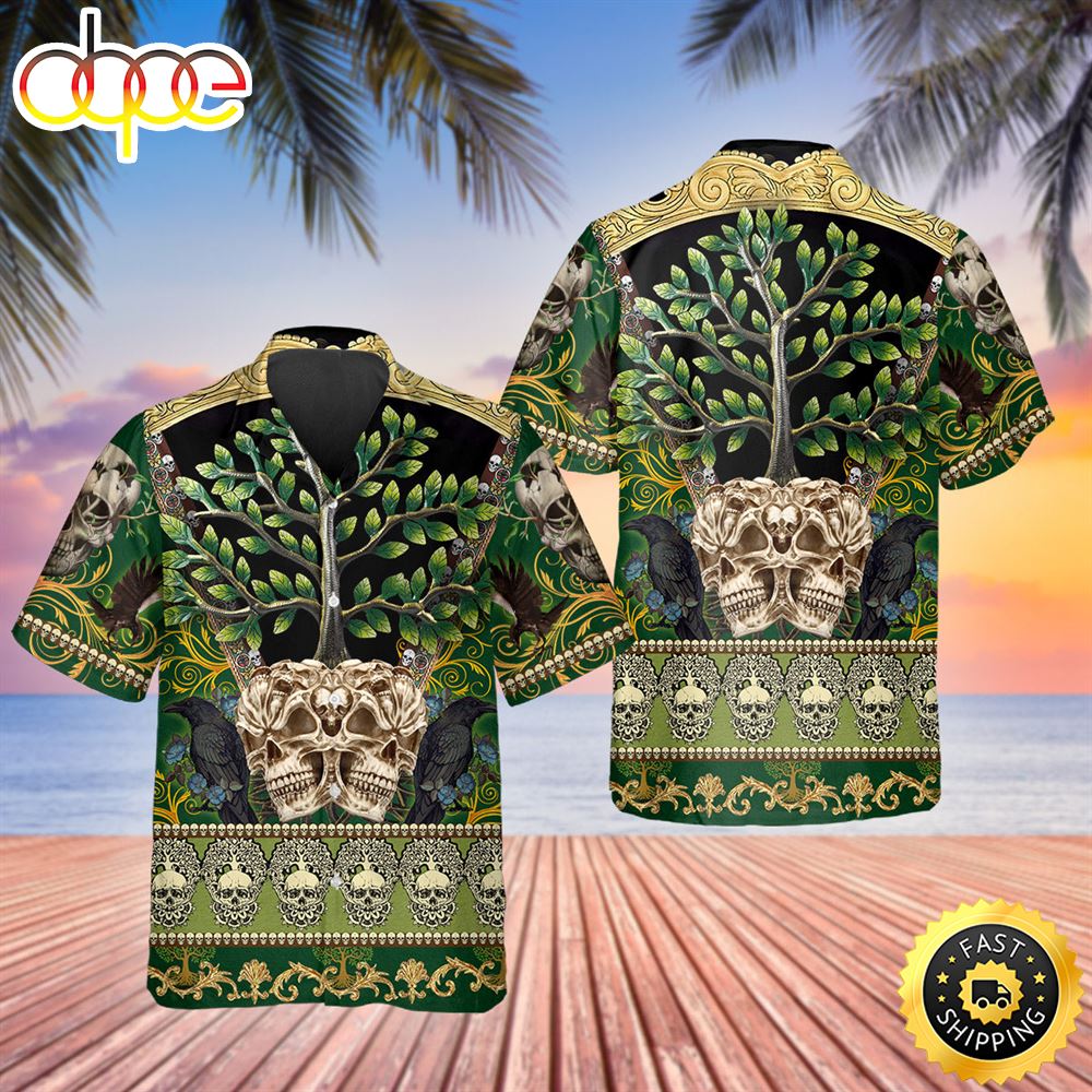 Skull Green Tree Hawaiian Shirt Hawaiian Shirt For Men Best Hawaiian Shirts 1