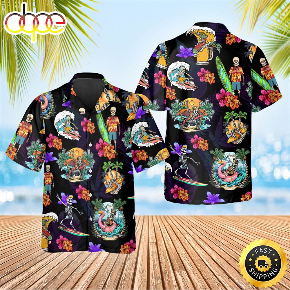 Skull On The Beach Funny Game Hawaiian Shirt Hawaiian Shirt For Men Best Hawaiian Shirts 1