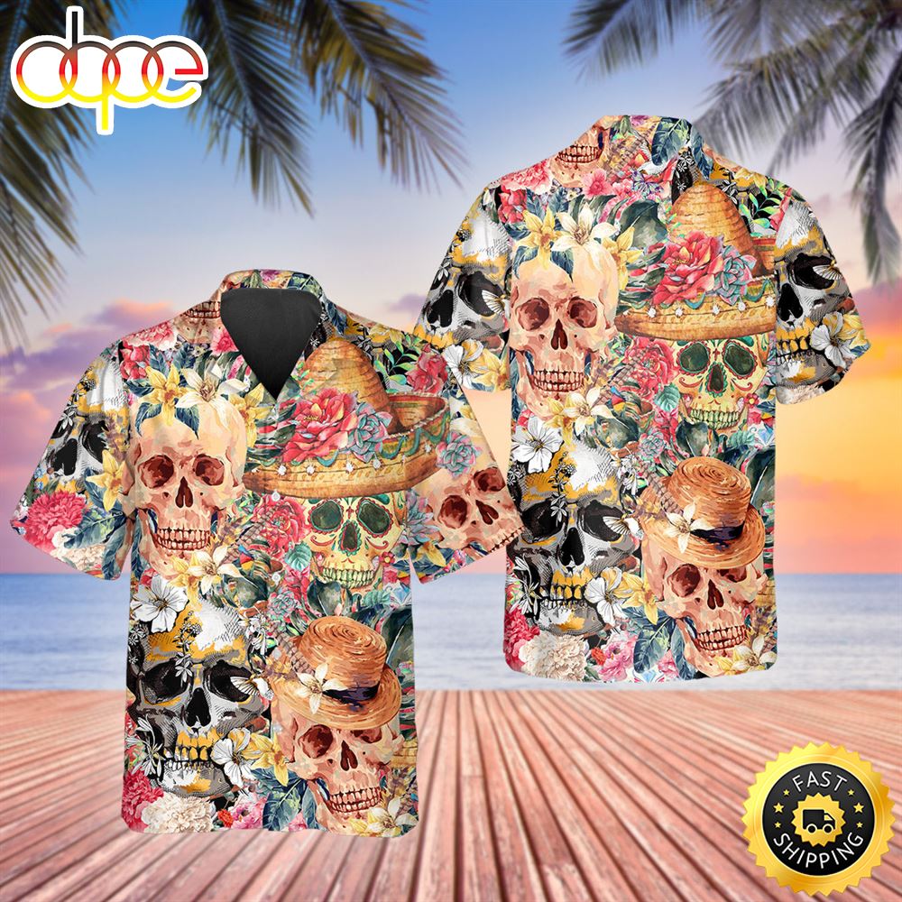 Skull With Flowers Hawaiian Shirt Hawaiian Shirt For Men Best Hawaiian Shirts 1