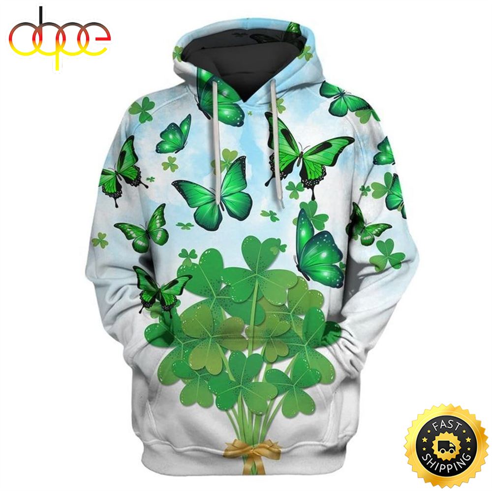 St Patricks Day Funny With Butterfly Happy Patrick S Day 3d Hoodie All Over Print Shirt