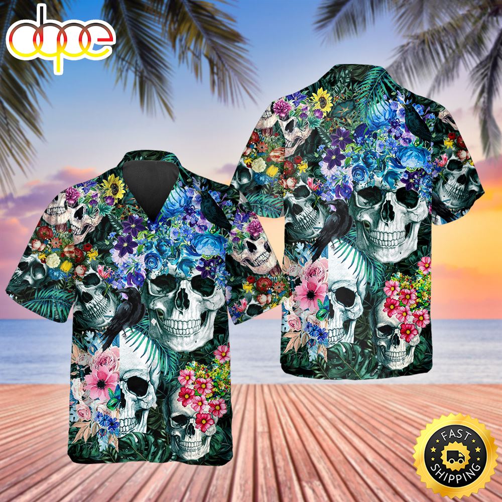 Summer Floral Skull Hawaiian Shirt Hawaiian Shirt For Men Best Hawaiian Shirts 1