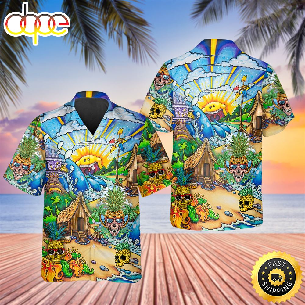 Sunny Village Beach Skull Hawaiian Shirt Hawaiian Shirt For Men Best Hawaiian Shirts 1