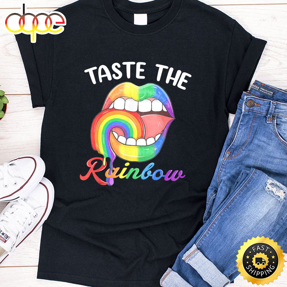 Taste The Rainbow Sexy Lips LGBT Pride Gay Rainbow Valentines Day T Shirt
