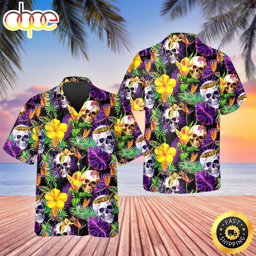 Tropical Floral Skull Hawaiian Shirt Hawaiian Shirt For Men Best Hawaiian Shirts 1