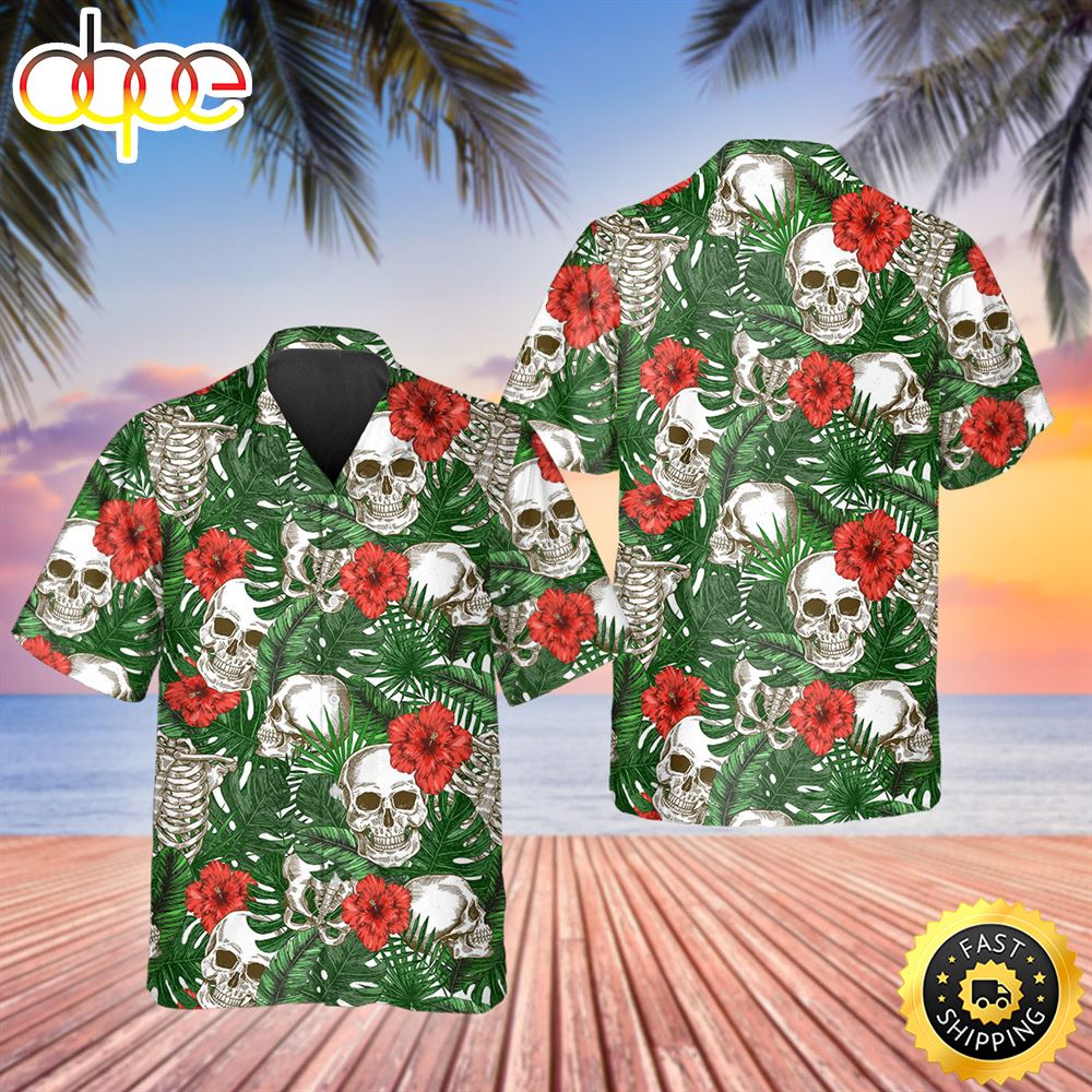 Tropical Skeleton Skull Hawaiian Shirt Hawaiian Shirt For Men Best Hawaiian Shirts 1