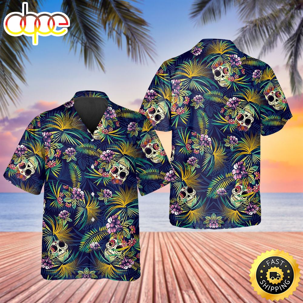 Tropical Sugar Skull Hawaiian Shirt Hawaiian Shirt For Men Best Hawaiian Shirts 1