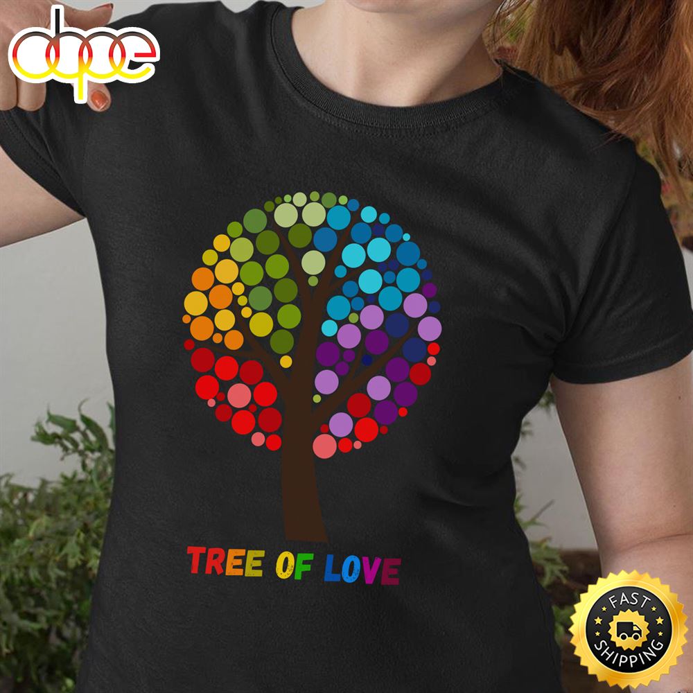Valentine Rainbow Tree Of Love Lgbt Pride Women Men Long Sleeve Valentines Day T Shirt
